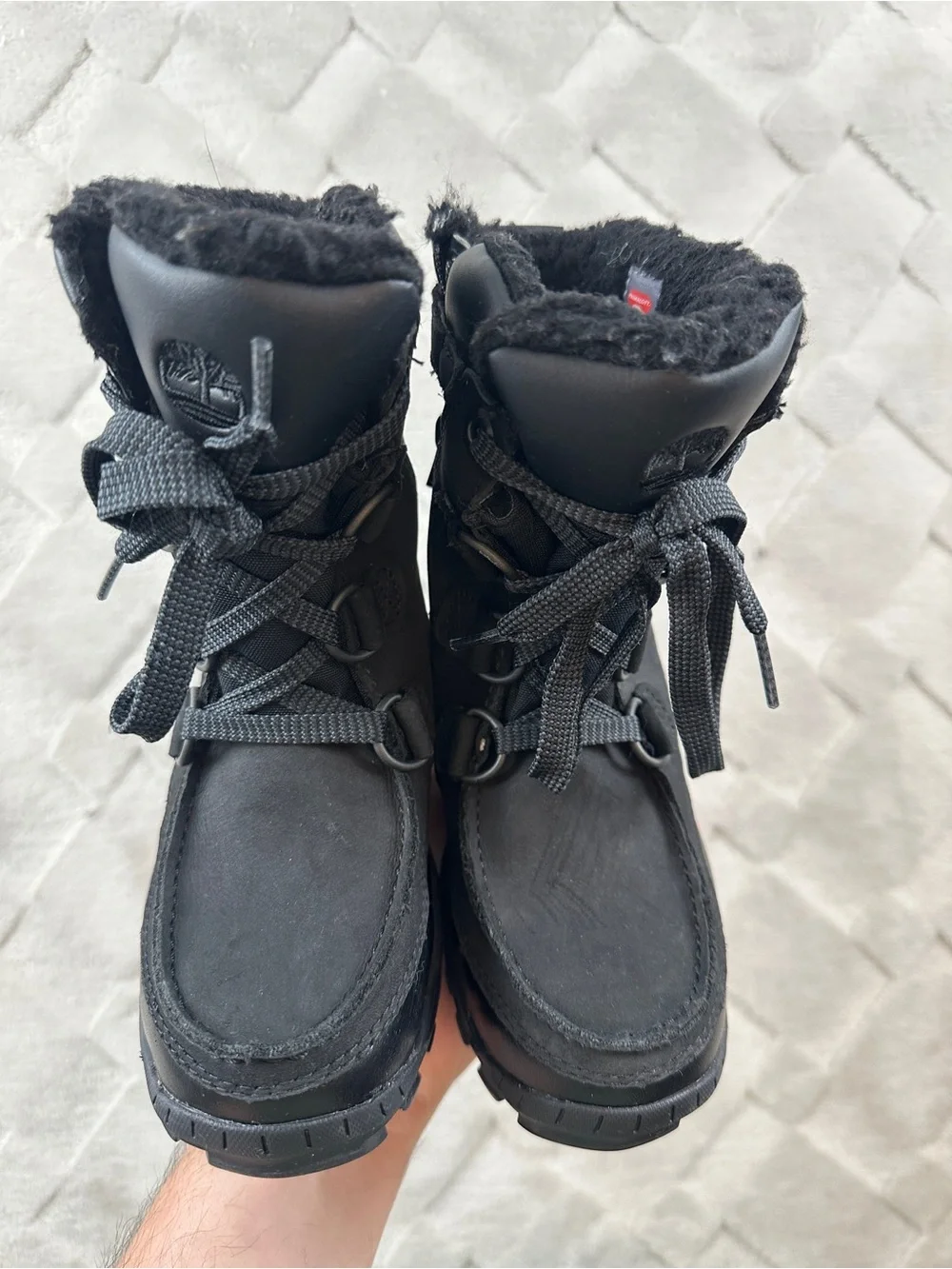 Timberland Chillberg Waterproof Boots Youth 12.5 Black Fur Lined